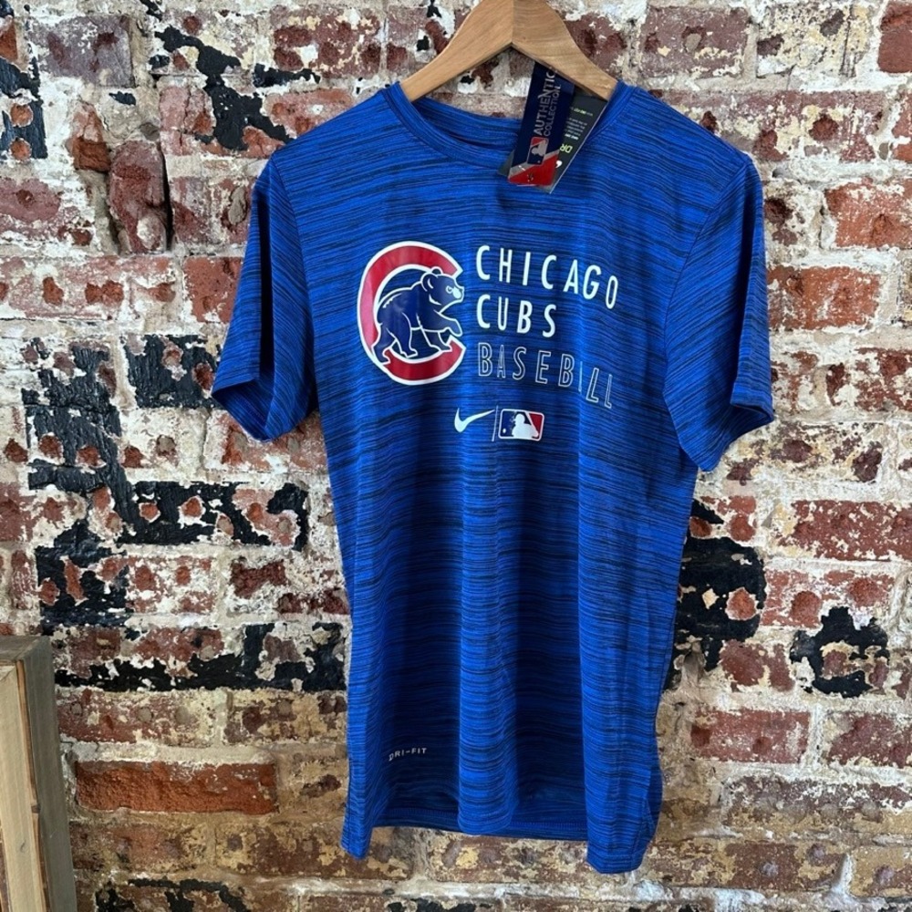 Nike Chicago Cubs Baseball MLB T-Shirt short sleeve Blue Tee Mens Small